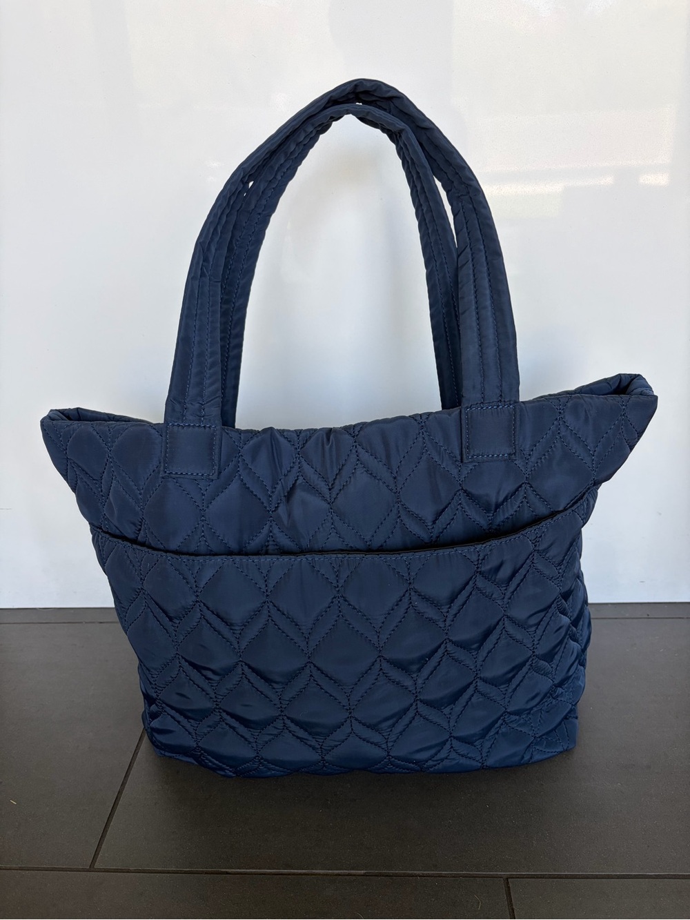 Fabletics Quilted Navy Tote Bag - Women's Everyday Shoulder Bag